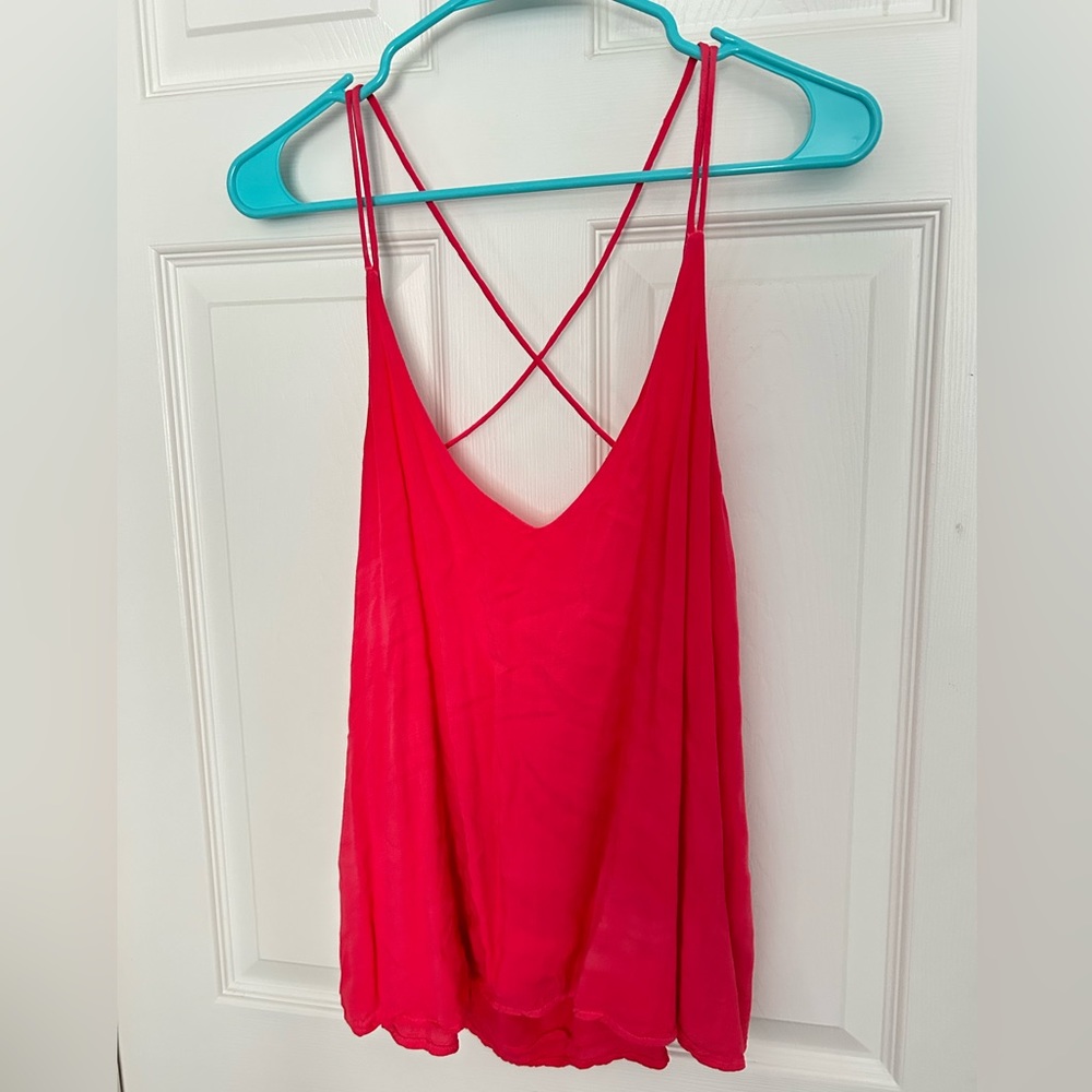 Bright pink tank top